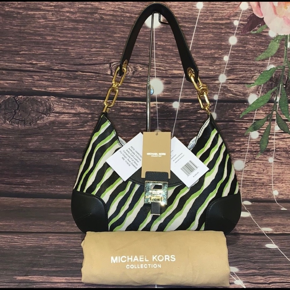 Medium Bancroft Calf Hair Zebra Print Shoulder Bag & matching Quinn Boots SZ 10